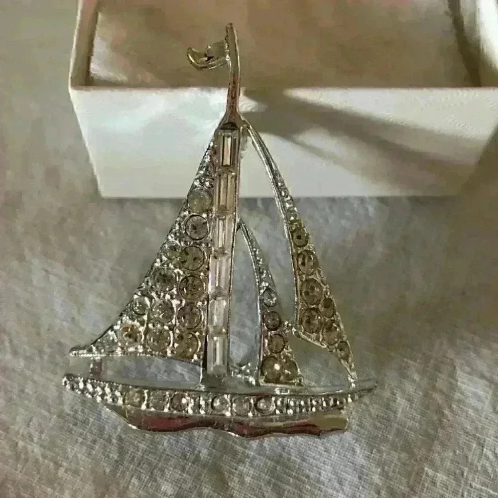 VTG Sail Boat Nautical 2" Brooch